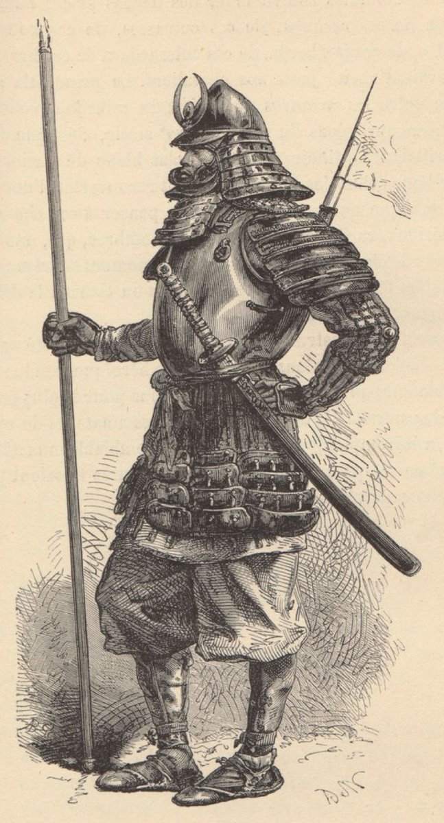 DBo2750puu0hfu3's tweet photo. 『LANCIER JAPONAIS（日本の槍騎兵）』

フランスの著述家 エドモン・ヴィルタール（Edmond Villetard：1828-1889）の『日本論（Le Japon ）』に描かれた甲冑武者

槍を手にし、南蛮胴具足を着用している https://t.co/j1TnvNRxWp