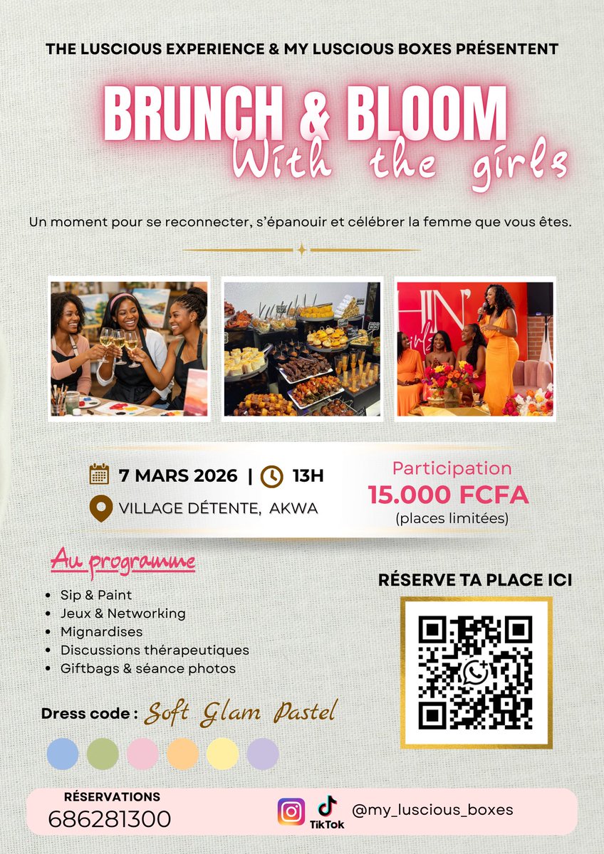 Le 7 mars prochain, on se retrouve au Village Détente pour une édition spéciale du Brunch &amp; Bloom. 🎨🌸

Rejoins-nous pour une après-midi de douceur, de partage et de créativité. 

🚨 Plus que quelques places disponibles les filles !🚨