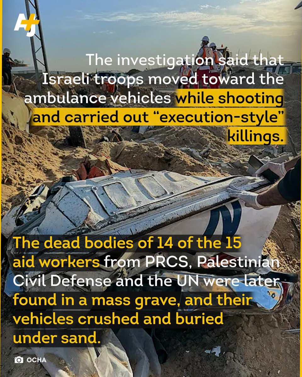 L’IDF ha sparato 1000 proiettili, sterminando 15 operatori sanitari palestinesi a Gaza, a marzo 2025.
Israele ha seppellito le vittime e le ambulanze in una fossa comune, e poi l’IDF ha negato, ma un video ha svelato l’esecuzione sommaria.
I filo-israeliani difendono le barbarie.