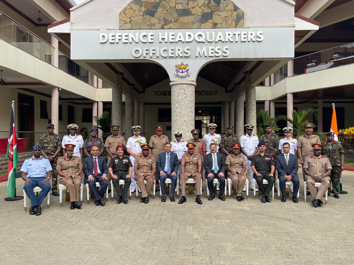 IndiainKenya's tweet photo. Forging stronger 🇮🇳 🇰🇪 defence cooperation

The 4th meeting of the India-Kenya Joint Defence Coordination Committee (JDCC) was held in Nairobi today.  Joint Secretary (International Cooperation), Ministry of Defence of India, Mr Amitabh Prasad co-chaired the meeting along-with his Kenyan counterpart Maj General  Fredrick Leuria, ACDF(OPD&T).

The two sides held wide-ranging talks on enhancing defence cooperation in various fields as outlined in the joint MoU on Defence Cooperation and the BAHARI maritime vision document. 

The delegations expressed appreciation for the recent developments in defence cooperation after the 3rd JDCC meeting, including the participation of VCDF, KDF in AEROINDIA 2025,  the commissioning of the CT Scan complex, joint unveiling of India-Africa Commemorative Pilllar, multiple IN & ICG ship port calls at Mombasa, the visit of Kenya Navy Commander to India in Sep 2025 and again for #IFR, #MILAN, #IONS 2026 and the successful conduct of 3rd edition of India-Kenya Defence Exhibition and Seminar.

@kdfinfo @MEAIndia @SpokespersonMoD @HQ_IDS_India @adgpi @indiannavy @SoipanTuya @kenyacdf