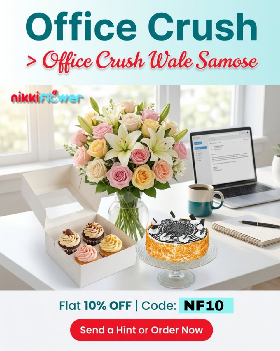 NikkiFlower6's tweet image. Office desk looking dull? Add flowers, cake &amp;amp; coffee in one cute surprise 🌸☕ NikkiFlower brings fresh blooms, sweet treats &amp;amp; curated combos right to the workplace. 💛Link in bio! #OfficeGifts #FlowerDelivery #CakeDelivery