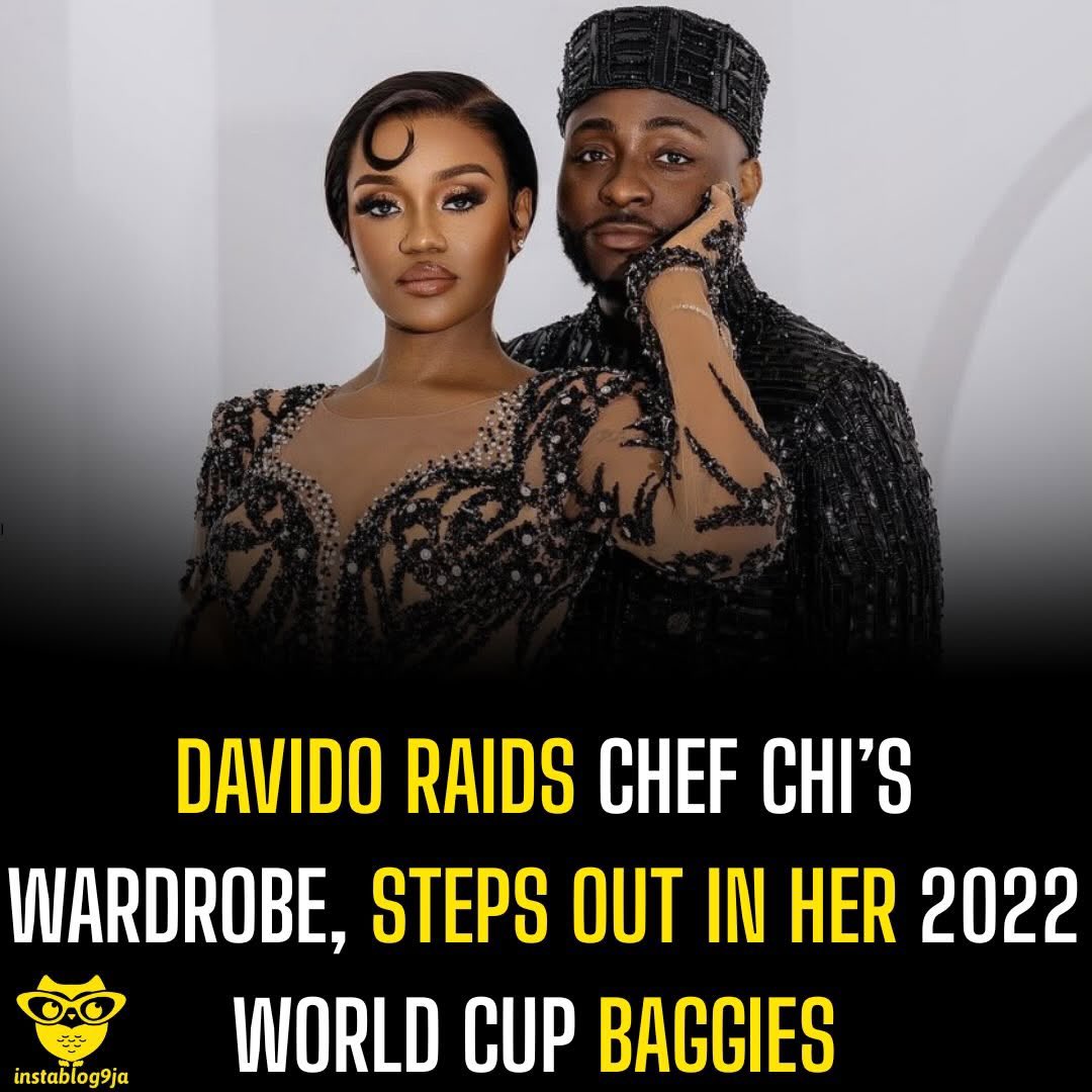 instablog9ja's tweet photo. Davido Raids Chef Chi’s Wardrobe, steps out in Her 2022 World Cup Baggies https://t.co/o1JIXKypKO