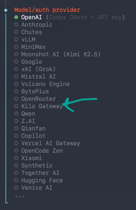 Provider picker list