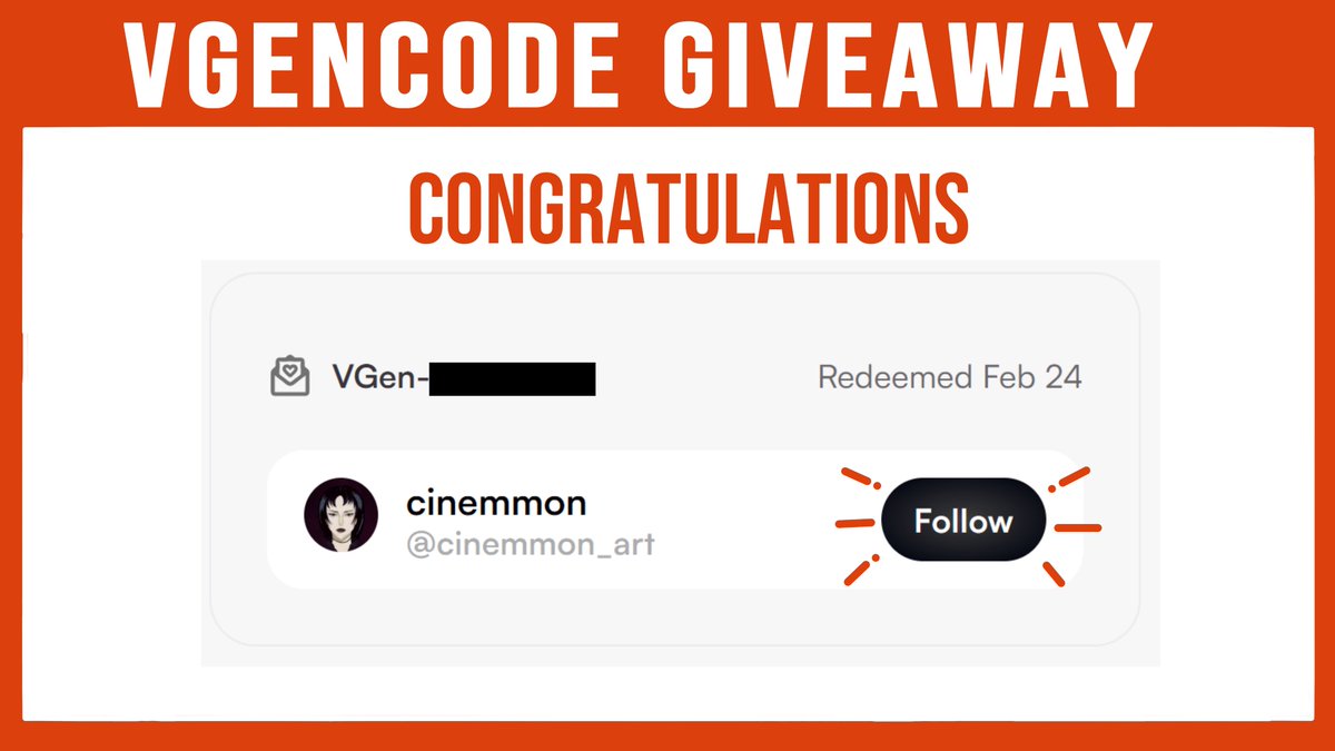 🎉 GIVEAWAY ANNOUNCEMENT 🎉

Congratulations to VGen Code giveaway winner! 🏆✨
don't forget to check and follow this account for mutual
#vgencode #vgencodeGiveAway #VGen #VGenArtist