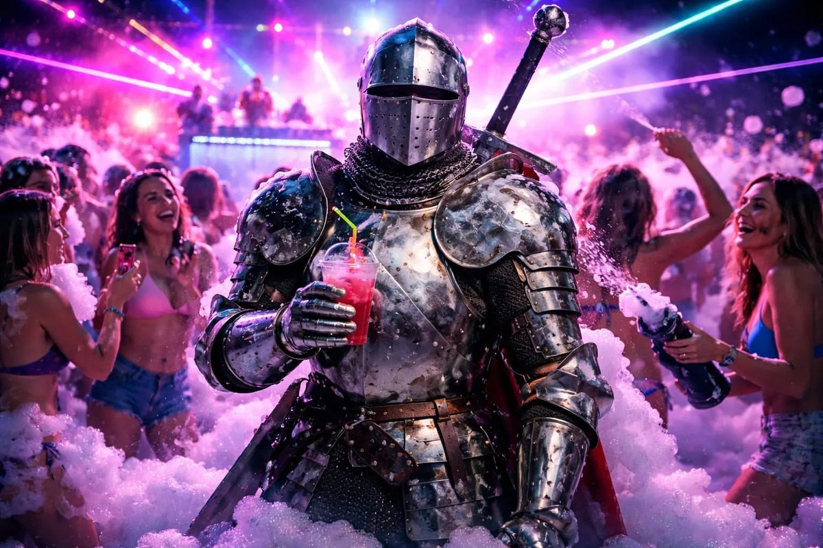 <a href="/seahawkgirl84/">MamaLamb</a> <a href="/OrigJP_93/">Fredrick “Ogre” Palowatski</a> <a href="/karen_tier70638/">Steelhorses🇺🇲45thNorth</a> <a href="/LoriMills535481/">Lori 🇺🇸</a> <a href="/NorCal_Patriot/">American</a> <a href="/CrimsonVeilX/">CrimsonSpellbound</a> <a href="/art_muse/">Art Muse</a> <a href="/AmericanMimi71/">MSCasey</a> <a href="/Madhawk300/">Jo🇺🇸Jim Rippy</a> <a href="/tedgodawski1/">Ted Godawski</a> Theme: THE AGE OUT OF TIME (history showed up to the party wearing the wrong outfit on purpose)

Medieval Knight at a Neon Foam Party
#AIArt #AIArtists #AIArtCommunity #CR4ART
x.com/seahawkgirl84/…