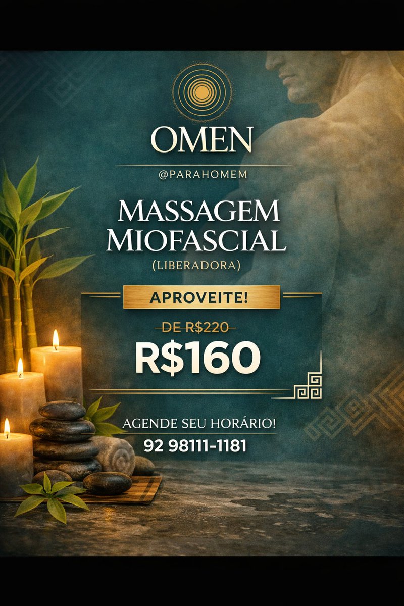 espacoomen's tweet photo. LIBERTE SEU CORPO. RENOVE SUA ENERGIA.
A Massagem Miofascial (Liberadora) é ideal para aliviar tensões profundas, melhorar a mobilidade e reduzir dores musculares causadas pelo estresse e pela rotina intensa.
Por apenas R$160, você investe no seu bem-estar, recuperação muscular. https://t.co/9Gdo394wZF
