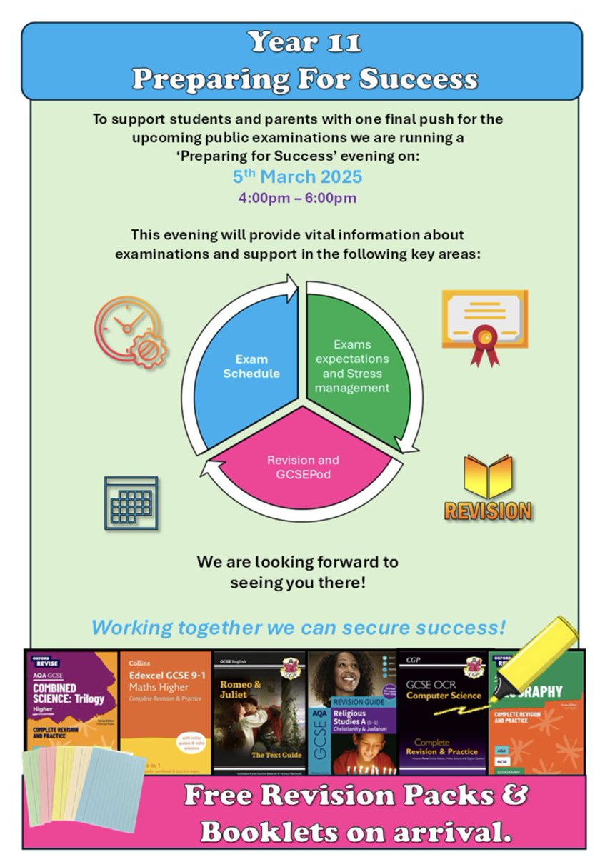 AcademyStNics's tweet photo. 📣 A reminder to all year 11 students and parents of this important session next week! #preparationiskey🔑 https://t.co/SMM0L3fILG