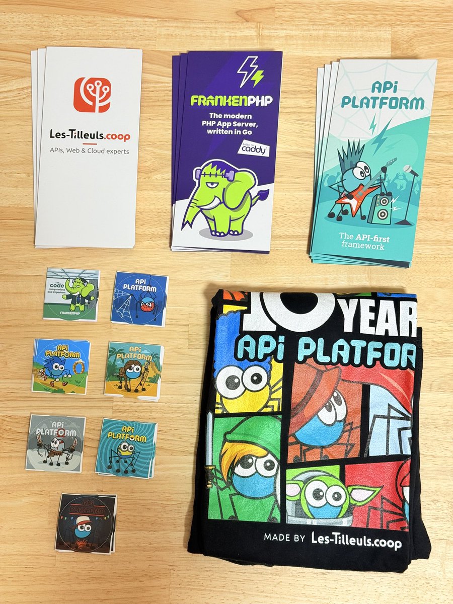 ttskch's tweet photo. The creator of #APIPlatform, @coopTilleuls, sent me some pamphlets, stickers, and a T-shirt for book promotion! 😍

I'll bring these items to the PHP meetup #phpkansai happening this week!

/cc @cecilehamerel https://t.co/JhM7KJFrZz