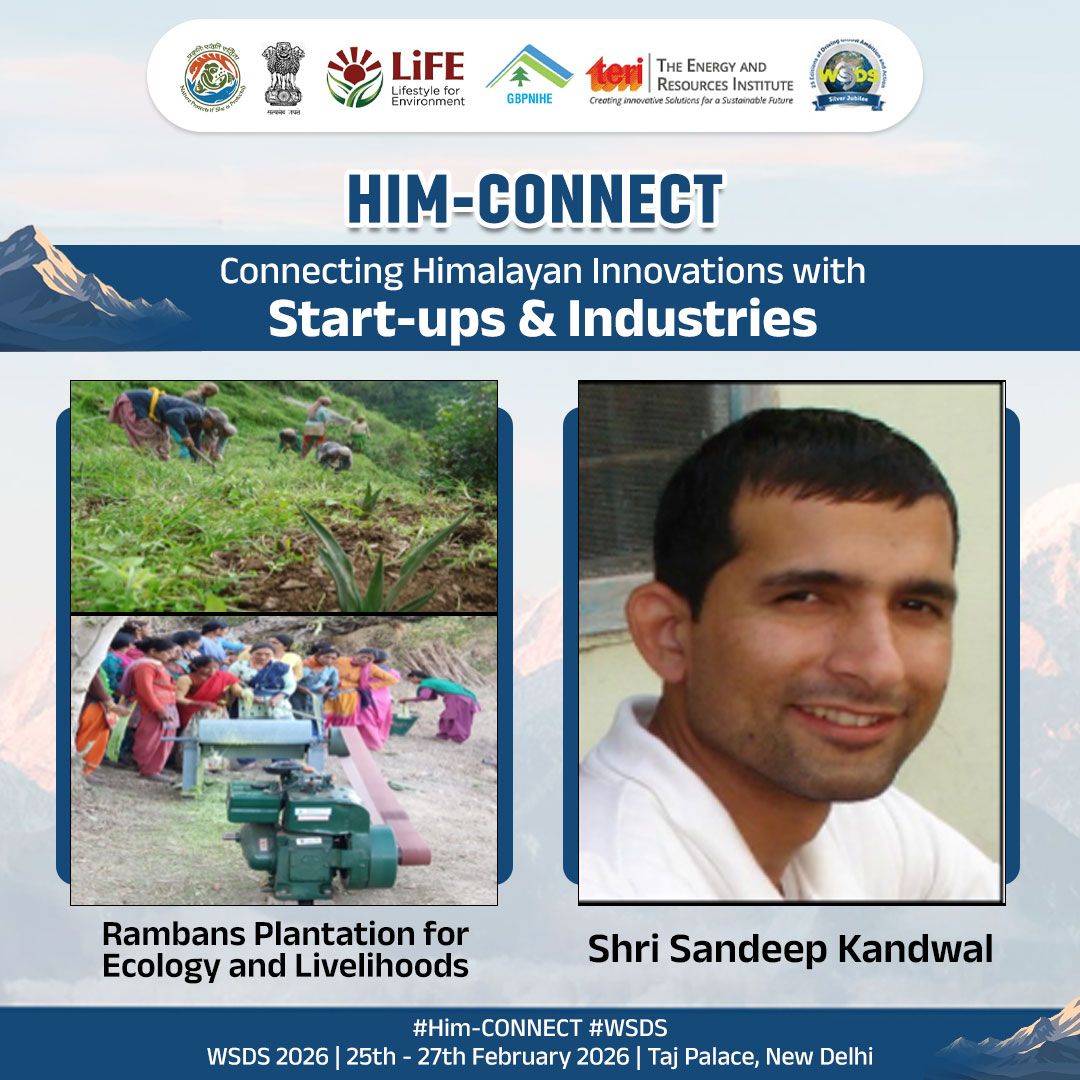 moefcc's tweet photo. 𝗥𝗮𝗺𝗯𝗮𝗻𝘀 𝗣𝗹𝗮𝗻𝘁𝗮𝘁𝗶𝗼𝗻 𝗳𝗼𝗿 𝗘𝗰𝗼𝗹𝗼𝗴𝘆 𝗮𝗻𝗱 𝗟𝗶𝘃𝗲𝗹𝗶𝗵𝗼𝗼𝗱𝘀

#HimCONNECT: Shri Sandeep Kandwal of GAURAS (Girish Grih Udyog Evam Resha Uttpadn Samiti) will present Rambans Plantation for Ecology and Livelihoods.

#WSDS

1/3 https://t.co/o3DFo9mGFI