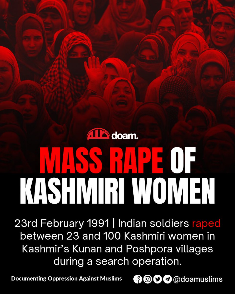 Insolent_Bandit's tweet photo. 35 years ago on Feb 23 1991  Indian Army mass ₹ªped Kashmiri women in kunan &amp; poshpora villages. https://t.co/D8qbc4lmiu