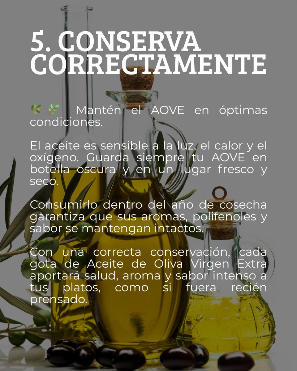 aceitando_'s tweet photo. 🫒💡 ¡Saca el máximo partido a tu AOVE!

Añádelo al final, combínalo con hierbas, cuida la temperatura y consérvalo bien. Cada gota se convierte en sabor, aroma y salud para tus platos. 🌿✨

#AOVE #AceitandoHermonos #OroLíquido #CocinaMediterránea https://t.co/GsN0Kip1CX