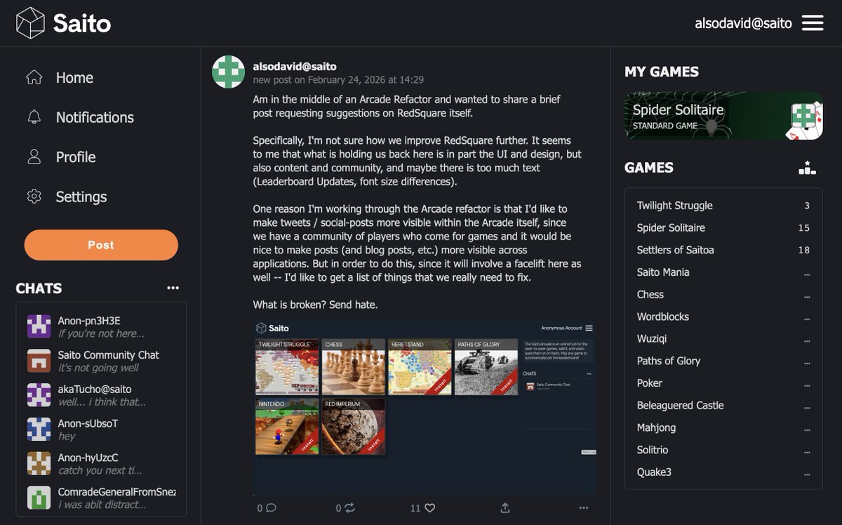 I posted this on RedSquare, but wanted to comment here on Twitter as well.

I am in the middle of an Arcade Refactor (screenshot attached) for reasons that we'll share in a week or two, but as part of the process I wanted to share a brief post requesting suggestions on RedSquare.