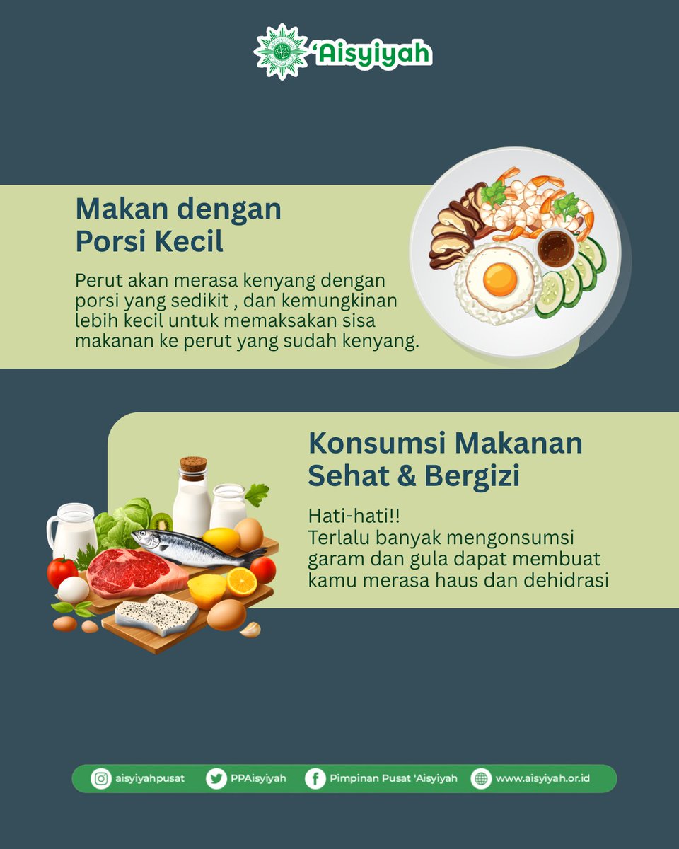 PPAisyiyah's tweet image. Lapar mata saat mencari menu berbuka bisa membuat kita overeating. Yuk rem kebiasaan ini karena bisa berdampak buruk bagi kesehatan kita. 

Berikut 5 tips yg bisa diikuti untuk buka puasa kita.

#overeating #Kesehatan #Ramadan #Aisyiyah #takjil