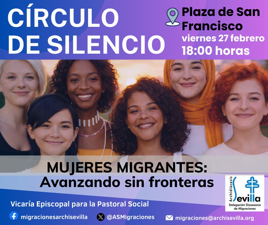 ONNAADORATRICES's tweet photo. Círculo de silencio, día 27, a las 18,00 horas. A pesar del sufrimiento añadido, las mujeres que han emigrado son un aporte en la sociedad, permitiéndonos ver nuevas miradas sobre la maternidad, el cuidado, la productividad,...desde una vivencia valiente de la que aprender. https://t.co/T5JJhWqrKf