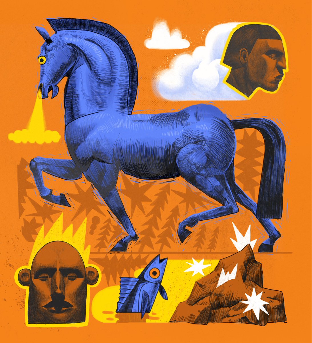 grrrrhard's tweet photo. Self initiated project inspired by the myth of Paul Bunyan. More his blue oxen than the man himself. #illustration #horse #paulbunyan https://t.co/PGIo8ftc0o