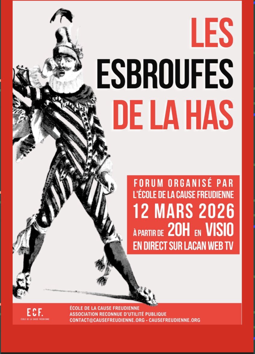 🚨 FORUM - Les esbroufes de la HAS

🗓️12 mars 2026
⏯️ 20H en visio et en direct sur Lacan Web TV <a href="/ECF_AMP/">ECF</a>

« C’est scientifique ! » clament les réglementateurs. 
En fait : C’est de l’esbroufe !

Nous le savons. Faisons-le savoir !