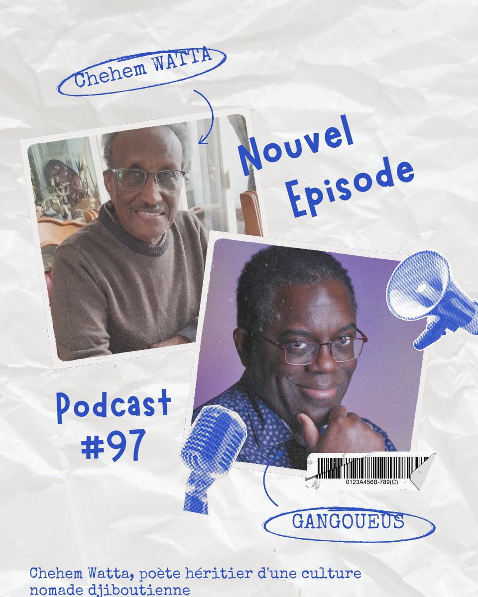 NoireRive's tweet photo. #LespodcastsdeGangoueus
Écouter l'épisode 96 consacrée à Chehem Watta, une poète djiboutien. Échange sur son travail, ses influences, son héritage, son regard sur la littérature à Djibouti #SoundCloud #chehemwatta #poesie #poetry #djibouti #poésie
https://t.co/uIn7JDWD3V https://t.co/PUnvmniXPq