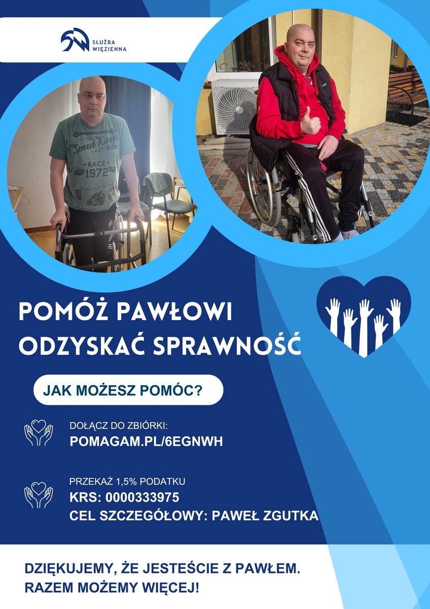 Aresztgrochow's tweet photo. Małe kroki, wielkie postępy - st. sierż. sztab. Paweł Zgutka codziennie walczy o powrót do sprawności. Możesz pomóc: https://t.co/kqtGPTq4us lub przekazać 1,5% podatku - KRS 0000333975, cel: Paweł Zgutka. Dziękujemy, że jesteście z Pawłem. 💙 https://t.co/t0F9fvdWEl