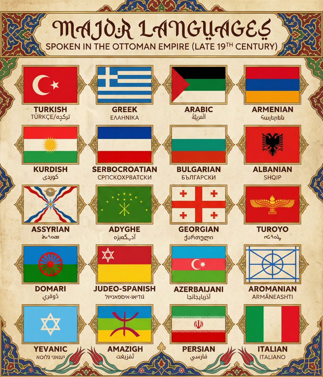 19世紀後半のオスマン帝国で話されていた主要言語