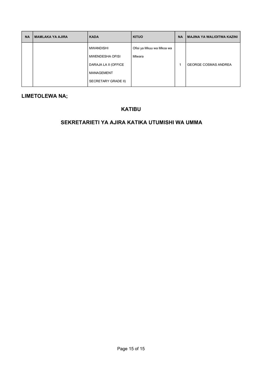 Sekretarieti ya Ajira tweet media