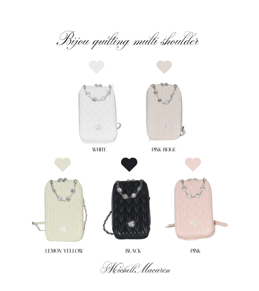 春頃に全6種類のビジューバッグを発売予定しております🪞🎀 あと1色