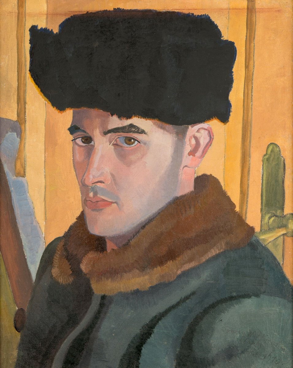 Stanisław Ignacy Witkiewicz (Witkacy) - Autoportret w czapce (olej na desce, 48 x 38 cm), ok. 1910, Muzeum Narodowe w Poznaniu. #PolishMastersofArt
