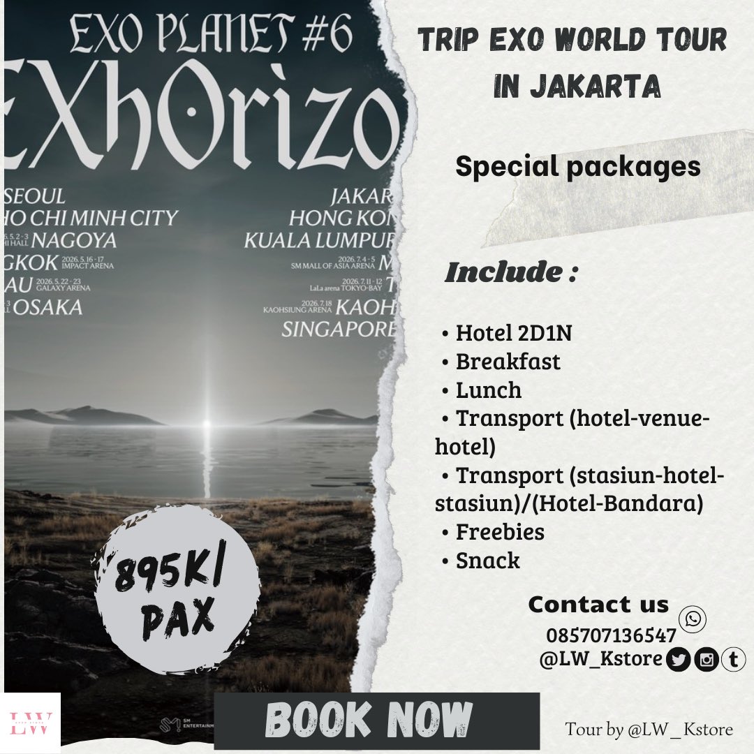 CALLING ALL ERIIDEUL~
OPEN TRIP EXO PLANET #6 - EXhOrizon  WORLD TOUR IN JAKARTA 2026

Special Packages 

Hi Exo-L yg dariluar daerah ataupun luar pulau yukk join trip dsini 🫶🏼 
gausah bingung &amp; khawatir masalah akomodasi dll kalian cukup nikmatin konsernyaa ajaa 🙌🏻🙌🏻

#EXO_Crown