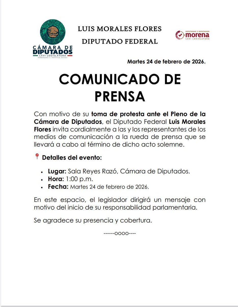 Luis Morales Flores #DiputadoLegítimo tweet media