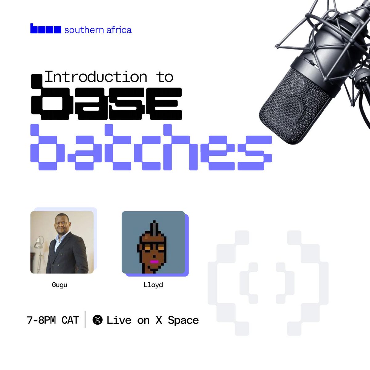 gwess's tweet photo. Base Batches 003 is open, and the clock is ticking.

Tonight we’re breaking it all down with @gwess @VeldNdops @shabskalambaie 

What is it, who is it for, and how to apply?

Tune in to the livestream tonight on  @BasedSouthernAF at 7PM CAT https://t.co/b8XHHv3FMM