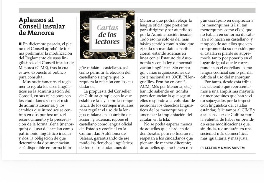 mosmovem's tweet image. El consell de Menorca garantiza los derechos lingüísticos de todos los ciudadanos que podrán elegir la lengua oficial que prefieran para dirigirse y ser atendidos por la administración insular.
Un pequeño cambio bien recibido 
#MosMovem #Baleares
@HablamosE @pliseducacion