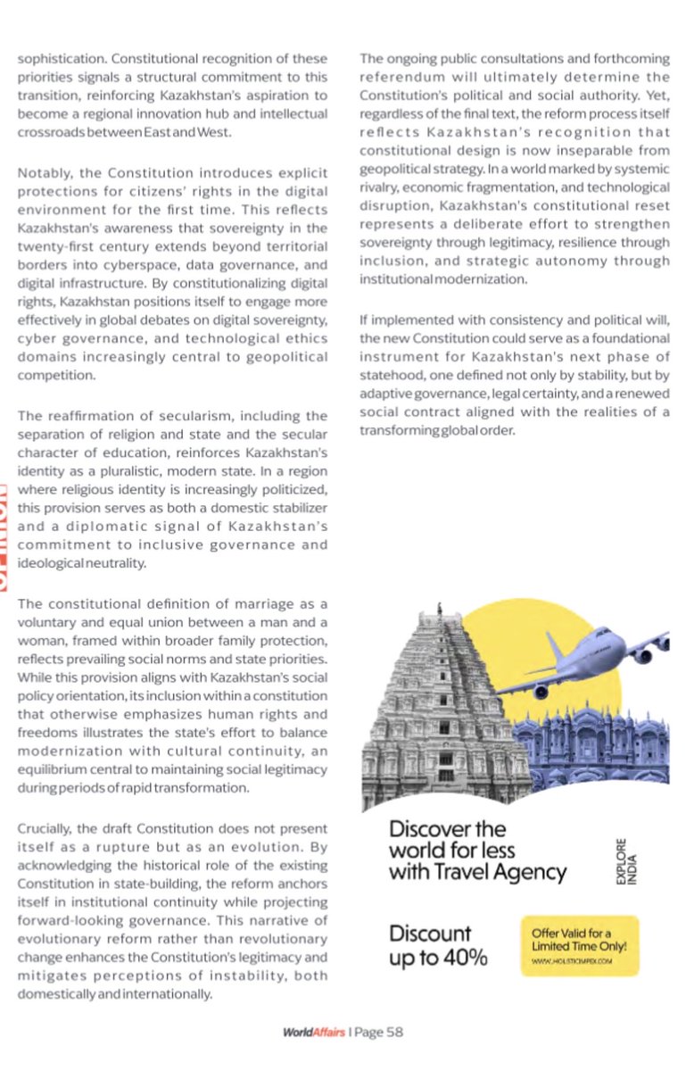KazEmbassyIndia's tweet photo. An article by Ambassador Azamat Yeskarayev on the constitutional reforms of Kazakhstan has been published in WorldAffairs.
https://t.co/O6acbZOh5O
#Kazakhstan #ConstitutionalReforms #Diplomacy #GlobalPolitics #InternationalRelations https://t.co/edOAuXSw3M