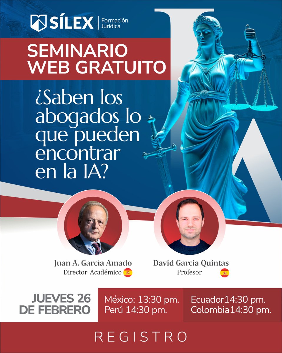 ¿Se anima usted a conversar conmigo y con un ingeniero muy experto en IA sobre qué puede aportar la IA a las profesiones jurídicas y cuáles son las claves para que abogados, jueces, fiscales, etc. le saquen el mejor uso? 
Seminario web gratuito el próximo jueves, pasado mañana.