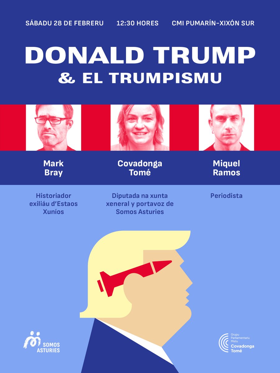 ¿Sabes realmente qué hay detrás del trumpismo (y sus sucursales) y cómo nos afecta aquí?
Este sábado 28 tenemos un debate para analizar el trumpismo con <a href="/Mark__Bray/">Mark Bray</a> y <a href="/Miquel_R/">Miquel Ramos 🥘</a> 
🗓️ Sábado 28 de febrero | 12:30 h 
📍 CMI Pumarín-Xixón Sur
¡No te lo pierdas!