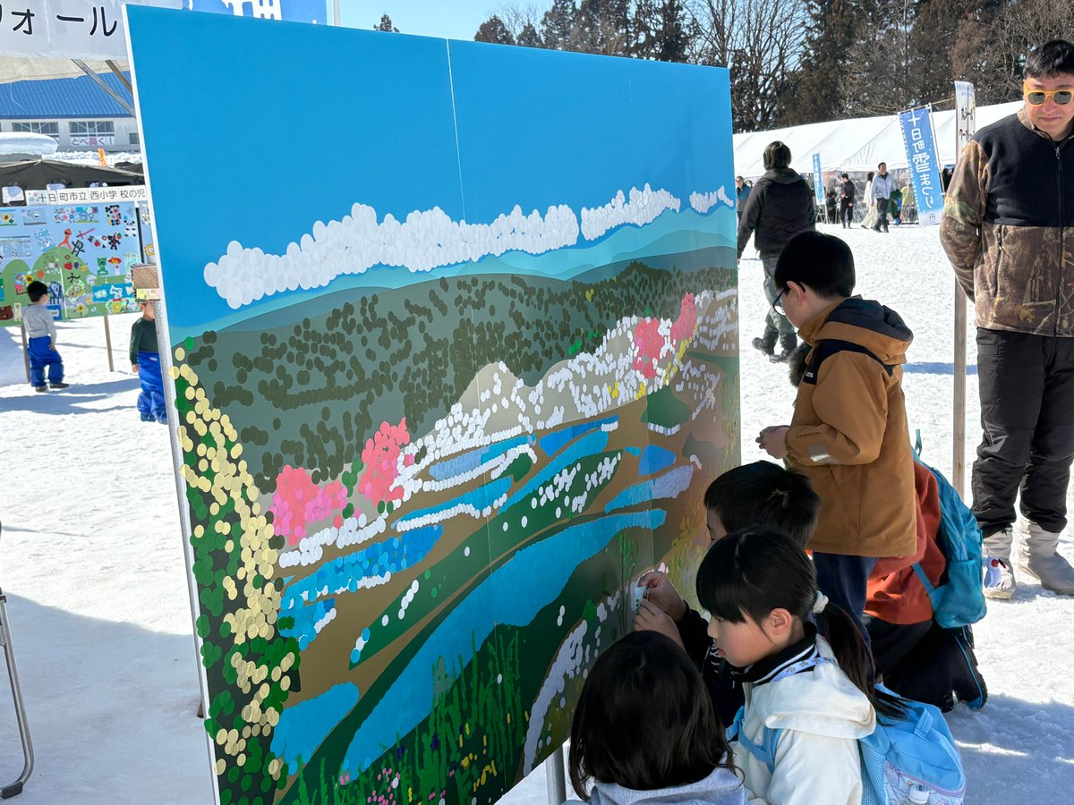 週末は十日町の雪まつりで丸シールアートのワークショップを開催しま