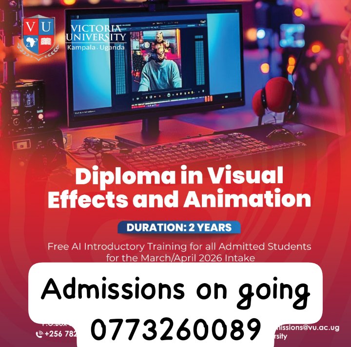 DeoS85622639's tweet photo. Become an expert in: Motion graphics designing, compositer, Film animator, motion graphics designing and alot more.
Study only 3 days a week online or physical @VictoriaUnivetsity.
0773260089/0705829682 https://t.co/xb0q8cs57C