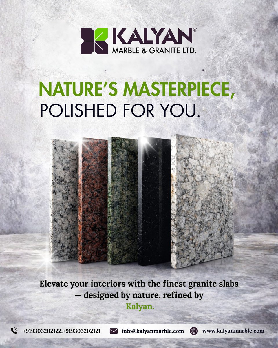 KalyanMarble's tweet photo. ✨ Nature’s Masterpiece, Polished for You.
Elevate your interiors with premium quality marble &amp; granite that reflects strength, elegance, and timeless beauty.Designed by nature,refined by Kalyan Marble &amp; Granite Ltd.Transform your space with slabs that speak luxury &amp; durability. https://t.co/ZokBdveec3