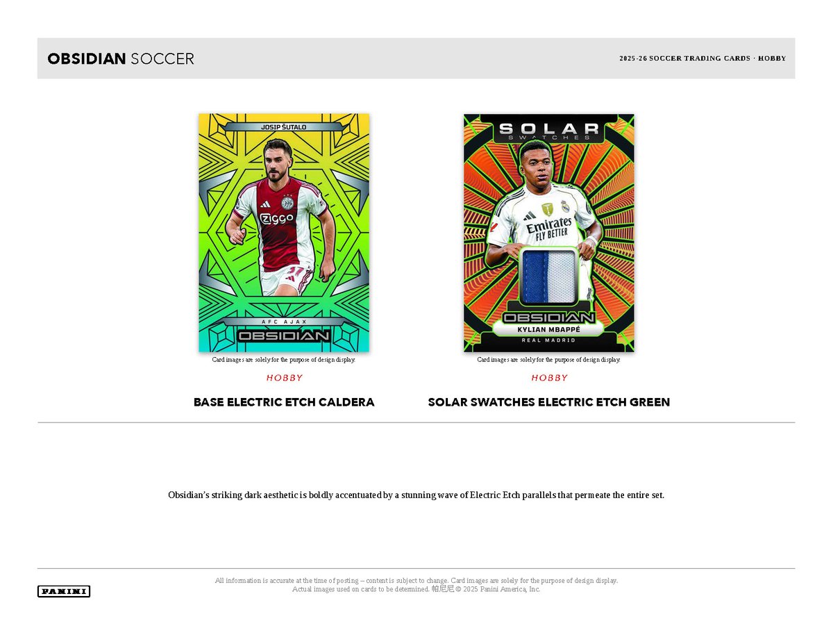 製品情報】 2026年4月25日 発売予定 ⚽ 2025-26 PANINI OBSIDIAN