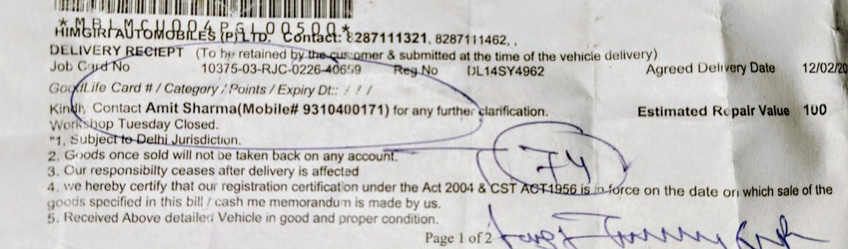 RahulTiwar41118's tweet photo. The incompetence of @HeroMotoCorp service centers is unreal. Gave my bike to Himgiri Automobiles (Jhilmil) on Feb 12 for heating &amp; battery issues. They promised warranty replacements. After 11 days, they handed it back saying "everything is 100% fixed." It broke down 1 KM away! https://t.co/M2gki9S9KS