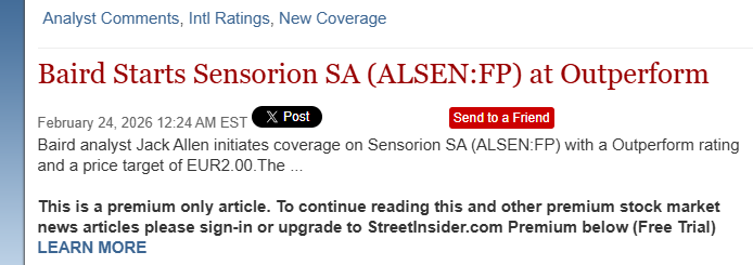 MediumTrade's tweet image. #sensorion #trading #biotech
analyste US a l'achat, objectif 2e streetinsider.com/Analyst+Commen…