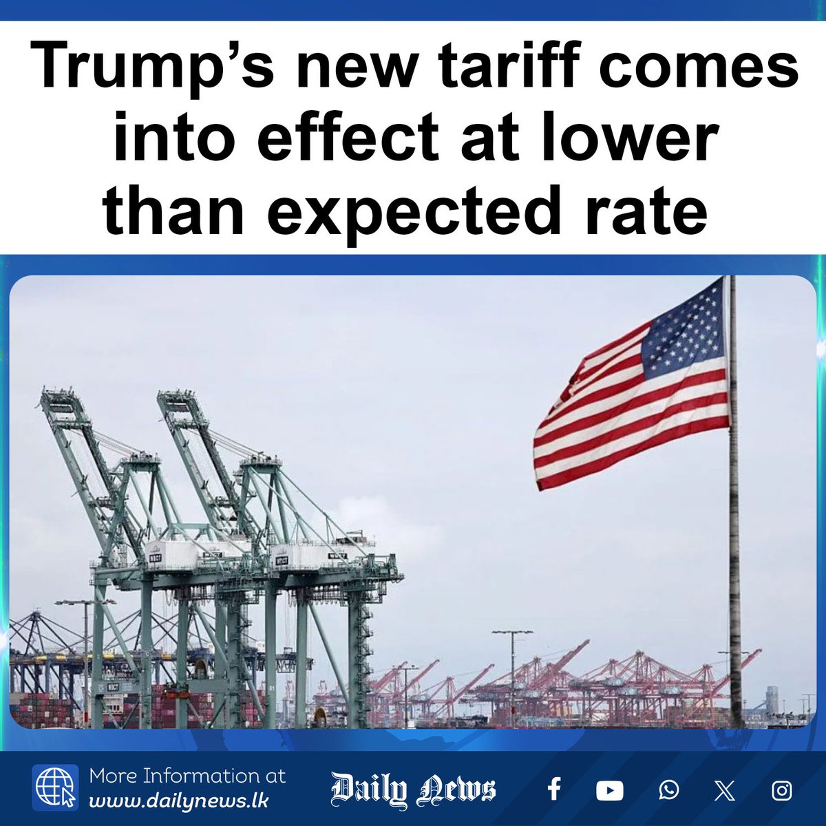 DailyNews_lk's tweet photo. Trump's new tariff comes into effect at lower than expected rate

More Info >>> https://t.co/vsjqttMdYs

#TrumpTariffs #TradeWar #GlobalEconomy #USImports #SupremeCourt #EconomicNews #MarketVolatility #InternationalTrade #Section122 #USPolitics

𝗙𝗢𝗟𝗟𝗢𝗪 𝗨𝗦 𝗢𝗡
🛑 WhatsApp Channel 👉 https://t.co/Hpl0obOBAm
🛑 YouTube 👉  https://t.co/nOpkLtzXcS
🛑 Facebook 👉  https://t.co/aE47fSbHWv
🛑 Instagram 👉 https://t.co/7ghgKx2fZ9
🛑 X  👉  https://t.co/rABRS25ffT