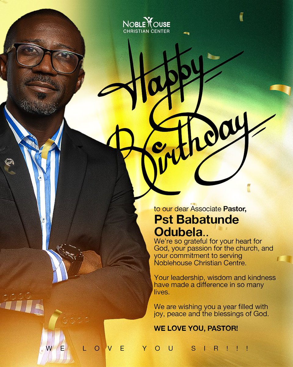 Happy birthday to our Associate Pastor at Noblehousecc💜🤍
We thank God for preserving and keeping you in His love and we pray that the ministry of Christ prospers greatly in your hands. Amen.
We celebrate you today, Pst Babatunde 🥳🥳🥳🥳
We love you sir!
#birthday
#noblehousecc