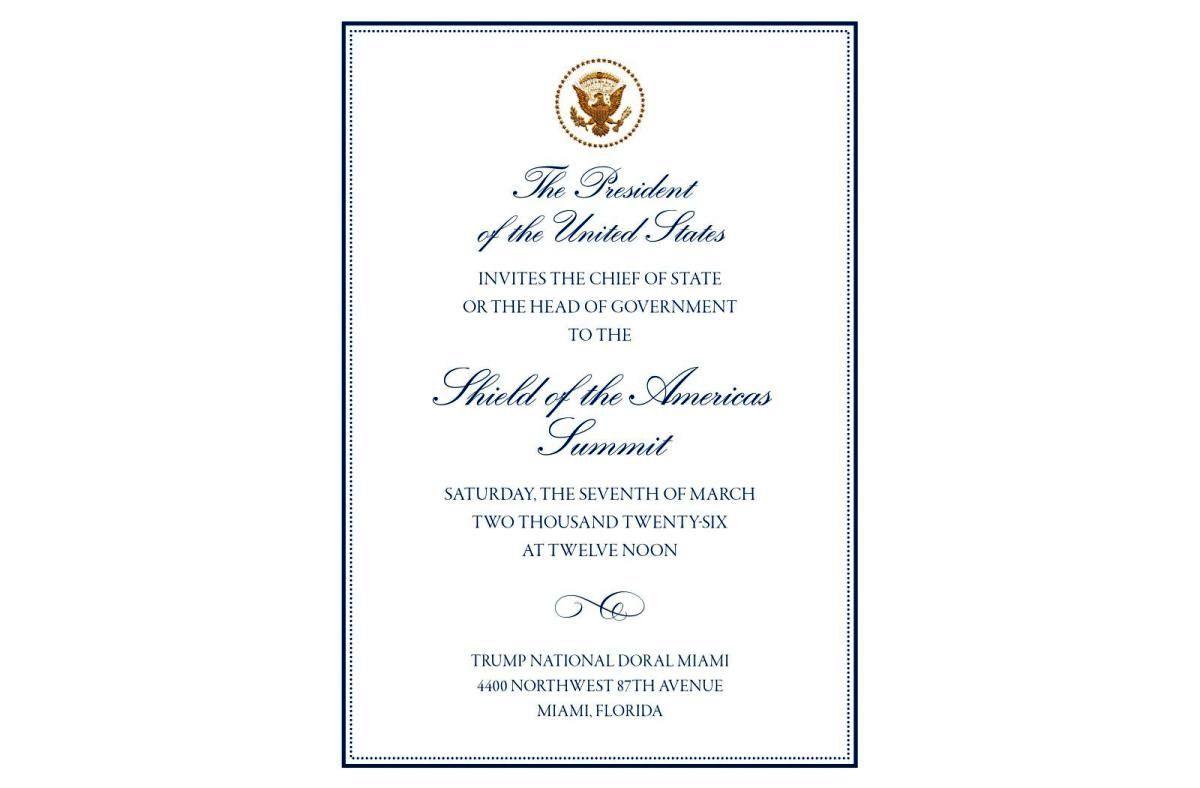 🇺🇸 #EstadosUnidos | Confirman asistencias de presidentes americanos a la cumbre ESCUDO DE LAS AMÉRICAS (Shield of the Americas Summit) convocada por <a href="/realDonaldTrump/">Donald J. Trump</a> el próximo 7/3/2026 en Miami, Florida.