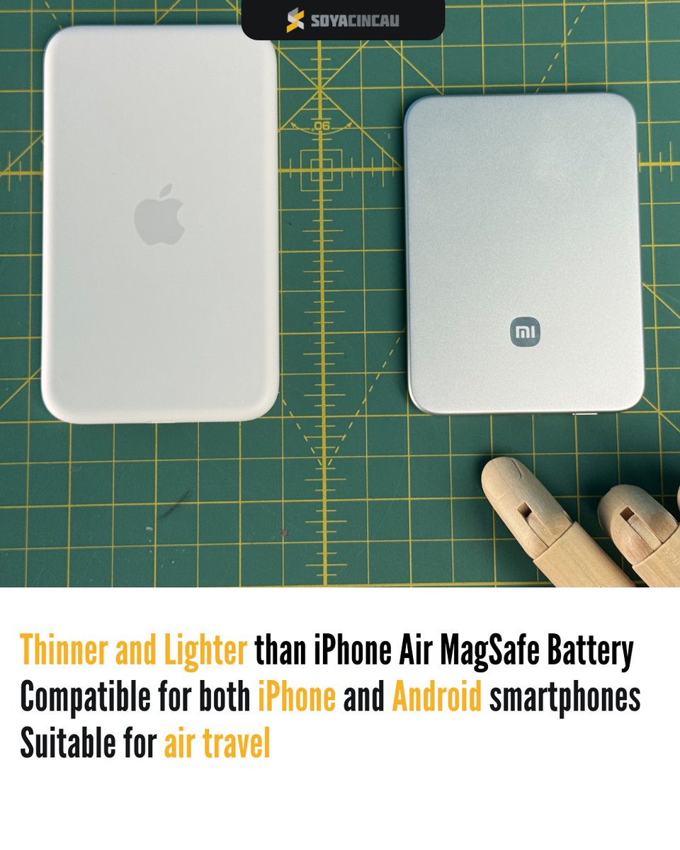 Soya_Cincau's tweet image. This magnetic powerbank is super slim at only 6mm. Meet the Xiaomi UltraThin Magnetic Powerbank 5000mAh 15W, now available in Malaysia for RM259. Up to 15W wireless charging, supports for iPhone and Android phones. #xiaomi #powerbank #magsafe #xiaomi17 #iphoneair