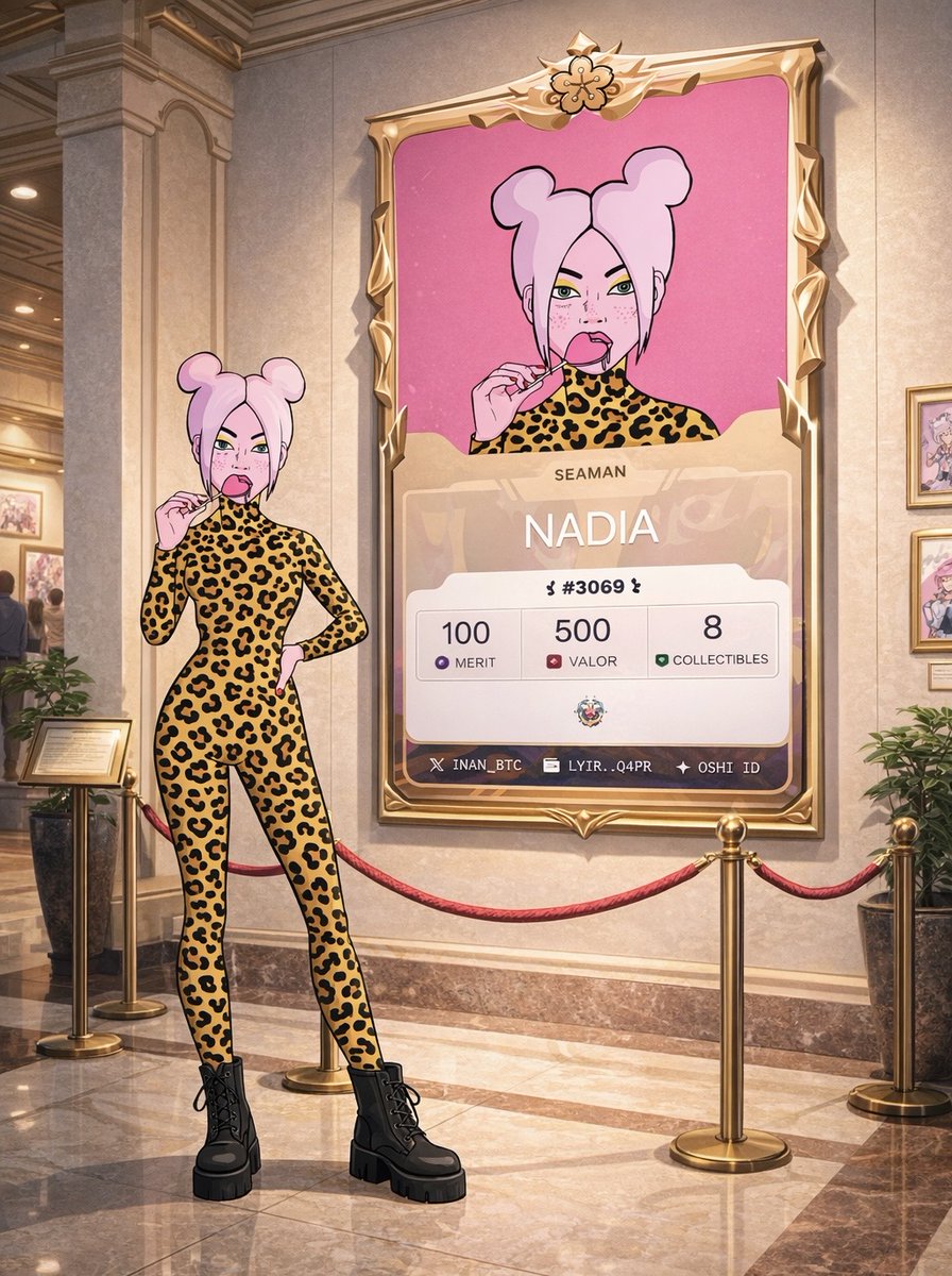 Inan_btc's tweet image. They told me to "dress for the museum," so I became the exhibit. 🏛️✨ With 500 Valor and a leopard print soul, I’m officially rewriting history. Don't mind me, just leveling up the aesthetic. @oshikatsu_co 
#OshiID #GATE2