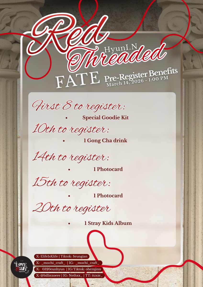 LoveSTAYCavite's tweet photo. ⚠️FEW SLOTS LEFT FOR (PRE-REGISTRATION)⚠️

❤️Red Threaded FATE ❤️

Secure your spot, and secure your fate—exclusive perks await the fastest STAYs! 🎨🖌

Who will be the lucky STAYs to align their fate to receive special gifts? 👀💝

#LoveSTAYCavite #RedThreadedFateCSE https://t.co/VgiDR8oQdr