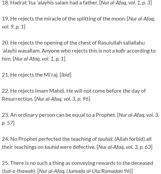 After living in England, Sir Syed Ahmad Khan became a kafir starting his own deviant sect where he held the following heretic beliefs: