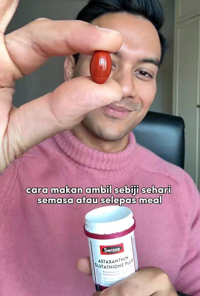 Advice from Skin Dr sendiri — ambil astaxanthin glutathione sehari sekali kalau nak skin makin cerah satu badan. Glowing ye bukan putih pucat mcm cocok whitening drip tu. Segala keladak hitam2 tona tak sekata semua boleh settle with this holy grail astaxanthin 💗💗🌸 tapi sayang,