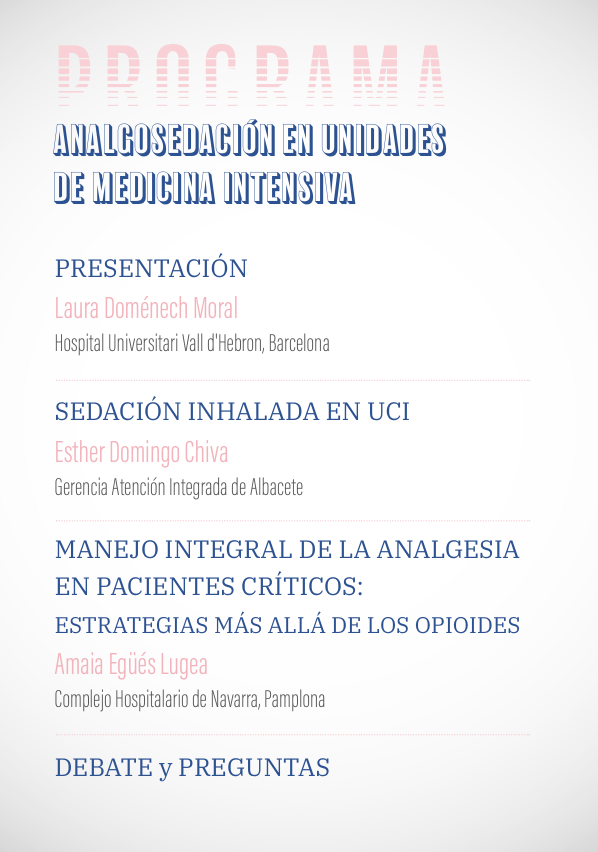 sefh_'s tweet image. Mañana os esperamos en la 2ª edición de #webinar Meriendas Intensivas @FarMIC_SEFH ➡️➡️ Analgosedación en unidades de medicina intensiva #UCI
 
🗓 miércoles 25 febrero, 16h

🔘 Sedación inhalada en UCI @EstherDCh 
🔘 Manejo integral de la analgesia en pacientes críticos: