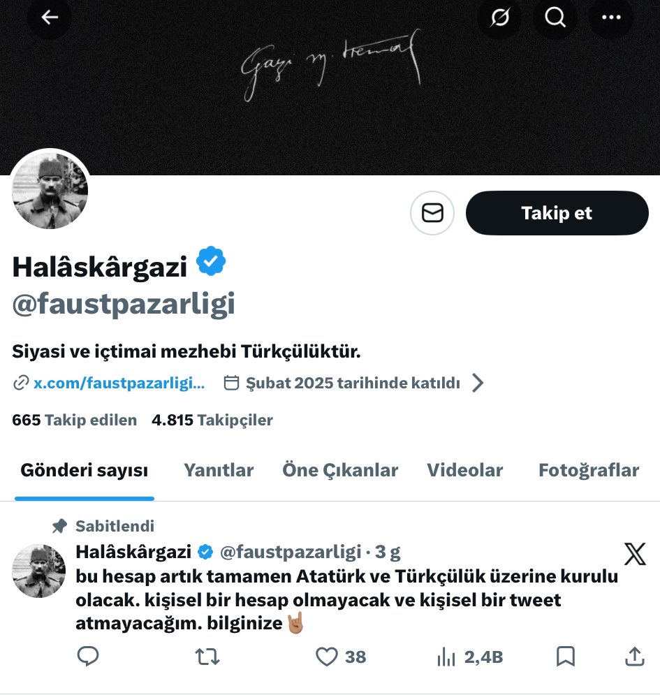 Lavuk pedofili linci yedikten sonra kilik degistirmis😂 Ataturk uzerinden etkilesim kasmaya calisan ocumdur o benim