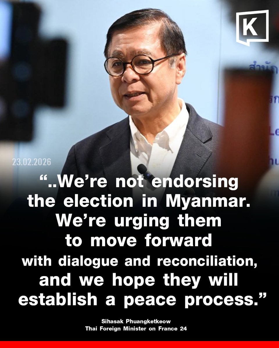 "We’re not endorsing the election in Myanmar. We’re urging them to move forward with dialogue and reconciliation, and we hope they will establish a peace process."
.
The Thai foreign minister spoke about #Myanmar’s re-engagement with #ASEAN.